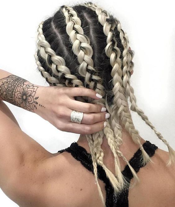 Girl with boxer style braids 