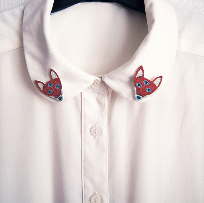 Collar tips; broches para cuello de camisa; zorro de tres ojos