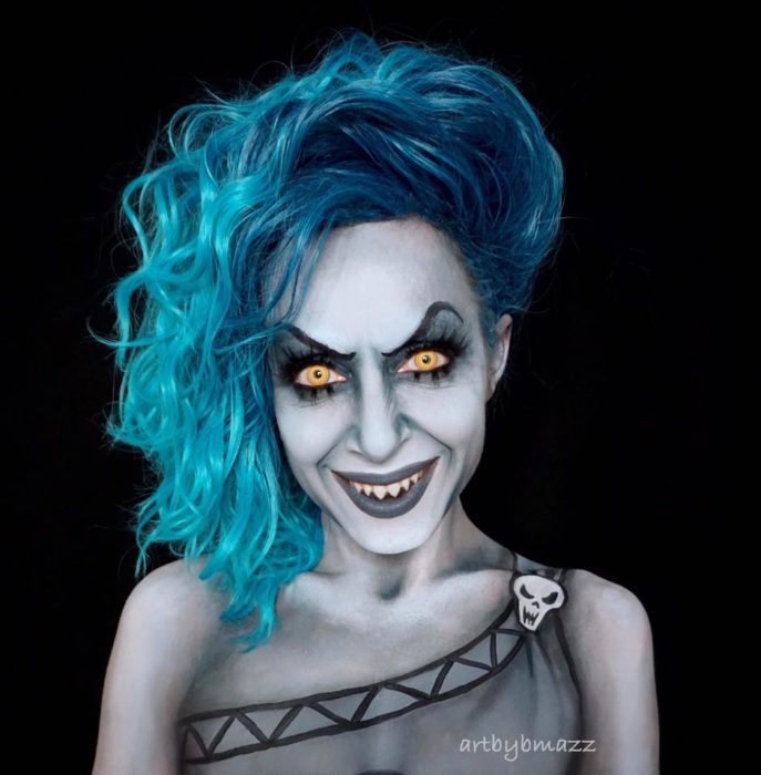 Brenna Mazzoni maquillada como Hades, Hércules 