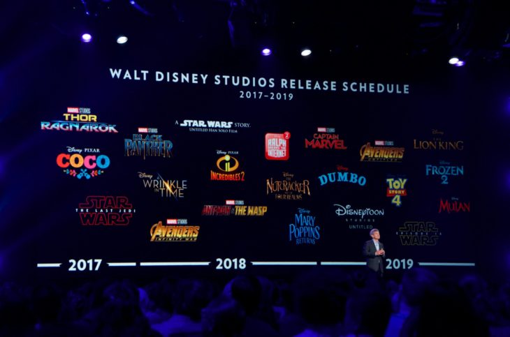 Disney presenter announcing the movies that will be seen in the next 7 years 