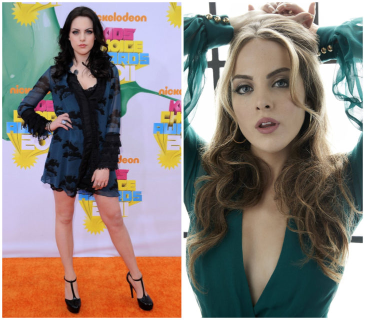 Elizabeth Gillies posando durante una alfombra naranja de Nickelodeon