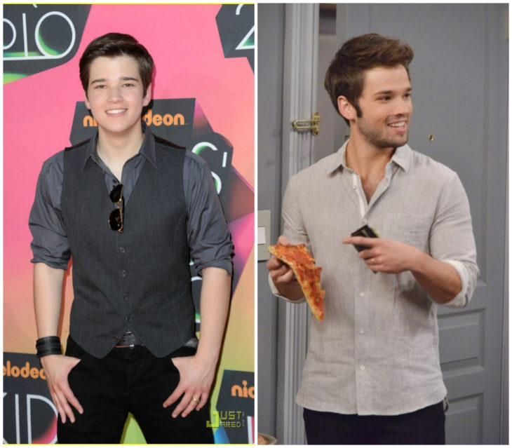 Nathan Kress usando chalecos cortos cuando era adolescente durante una alfombra Nickelodeon