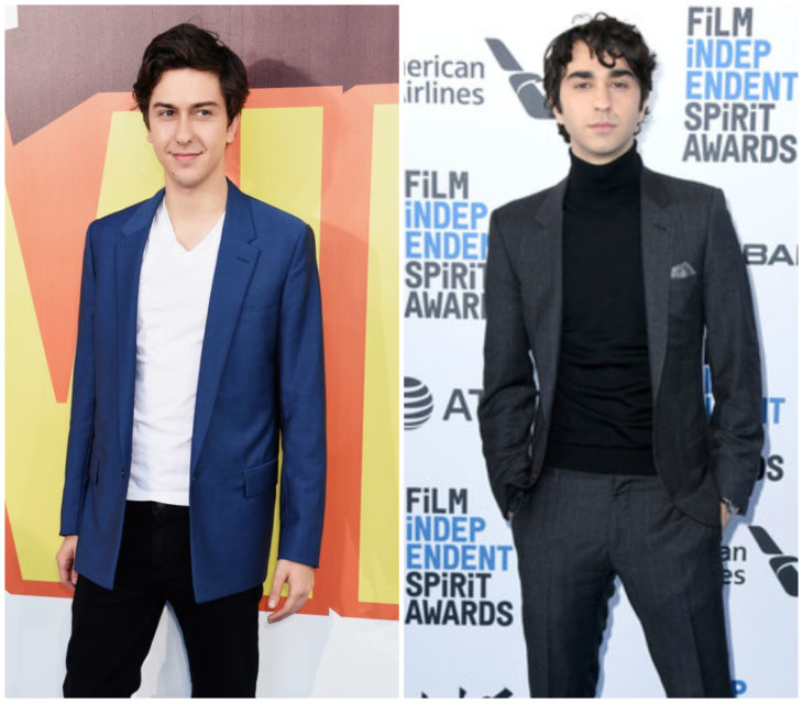 Alex Wolff usando sacos para hombre durante premiaciones