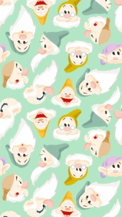 Fondo de pantalla para celular de Disney; wallpaper de los siete enanos de la película Blancanieves 