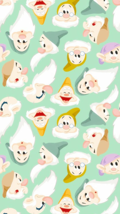 Fondo de pantalla para celular de Disney; wallpaper de los siete enanos de la película Blancanieves 