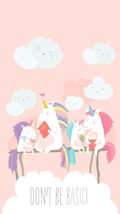 Fondo de pantalla para celular con dibujos de unicornios leyendo libros de colores