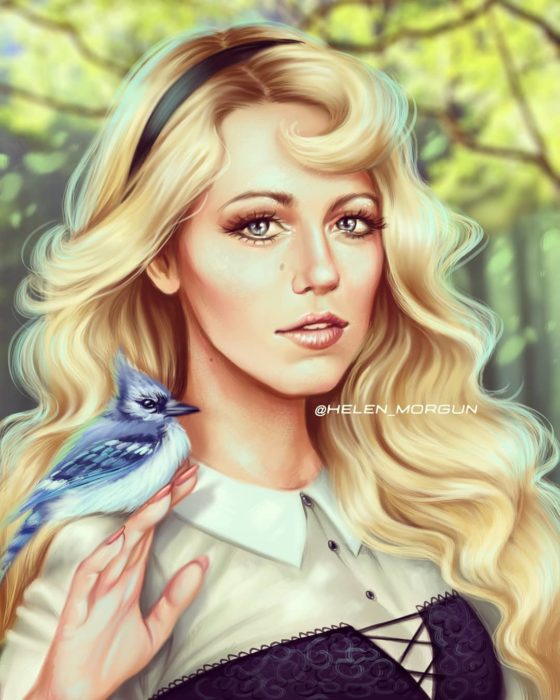 Ilustración de Blake Lively como Aurora, La Bella Durmiente, Disney princesas, Helen Morgun