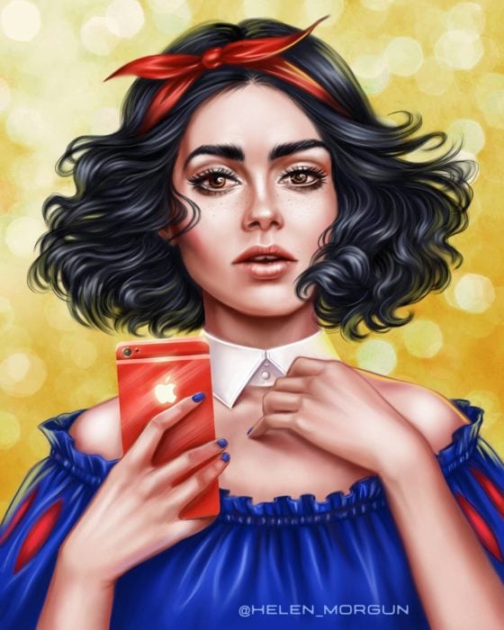 Ilustración de Lily Collins como Blanca Nieves, Disney princesas, Helen Morgun