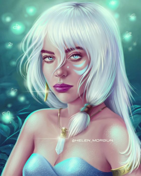 Billi Ellish ilustrada como Kida Nedakh de Atlantis, Disney princesas, Helen Morgun