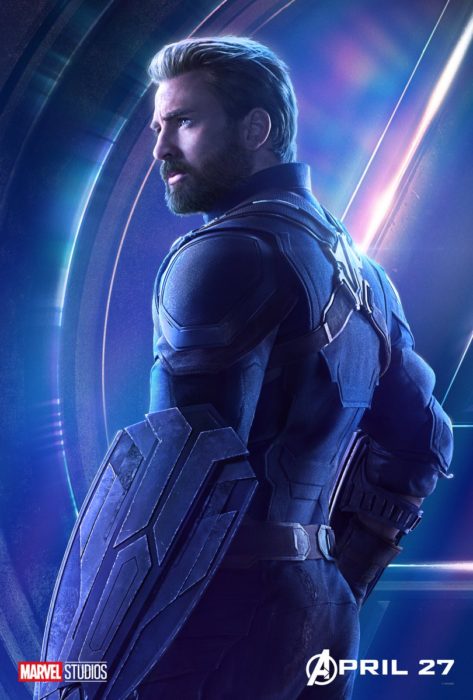 Chris Evans de perfil en el poster de Avengers: Endgame usando traje de Capitán América