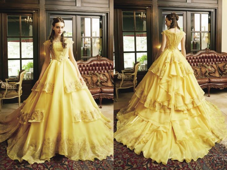 Ideas para quinceañera estilo La Bella y la Bestia de Disney; vestido de princesa amarillo
