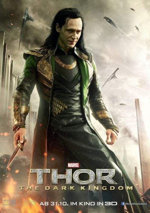 Actor Tom Hiddleston como Loki, hermano de Thor en Avengers, Marvel