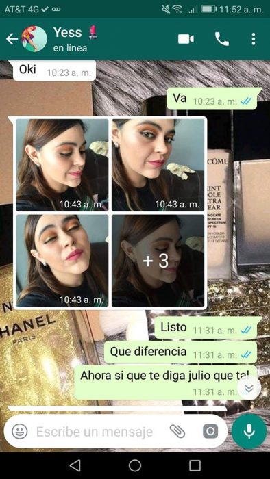 Chica ayuda a su mejor amiga a maquillarse vía Whatsapp