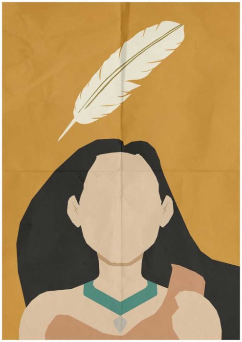 Poster minimalista y vintage de la película clásica de Disney "Pocahontas"