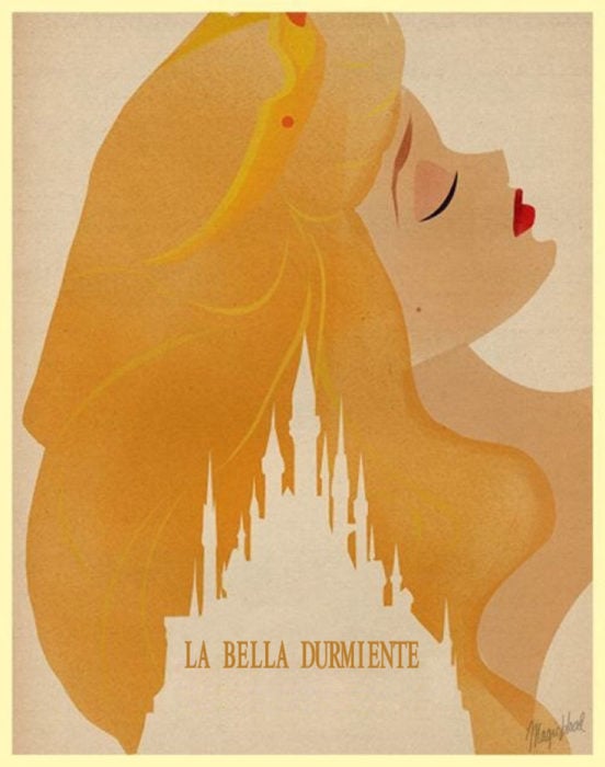 Poster minimalista de la película clásica de Disney "La bella y la bestia"