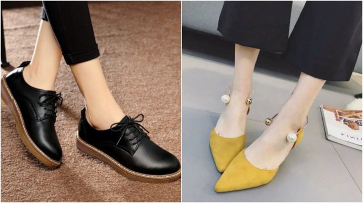 Zapatos con tacones de 1 a 4 centímetros en tonos amarillo y negro