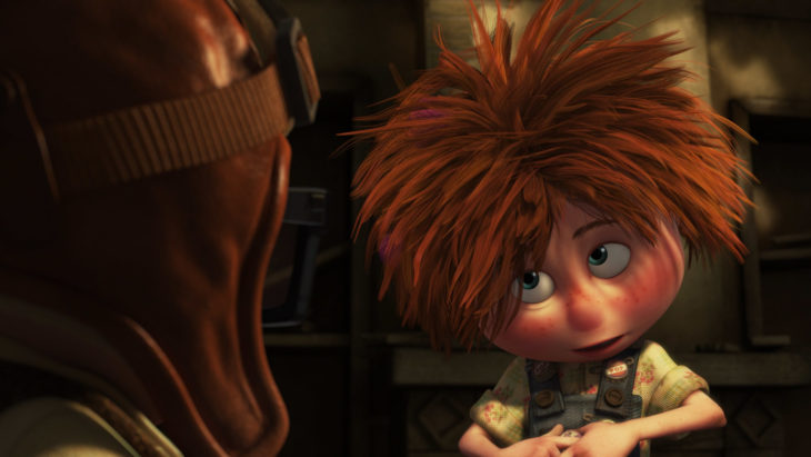 Curiosidades de película de Disney-Pixar, Up: una aventura de altura; Ellie de niña con cabello despeinado