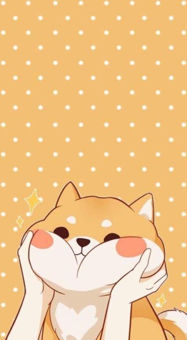 fondo de pantalla para celular estilo kawaii con un perro corgi de mejillas grandes