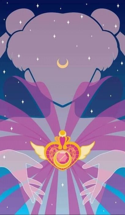 Fondo de pantalla para celular inspirado en Sailor Moon con Serena en plena transformación a Sailor Moon