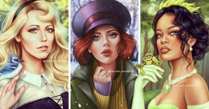 Artista recrea a famosas como princesas Disney