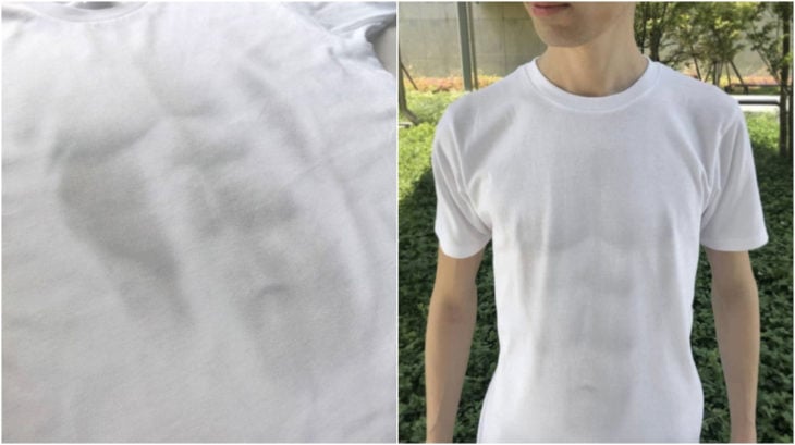 Hombre usando camisa con transparencias falsas