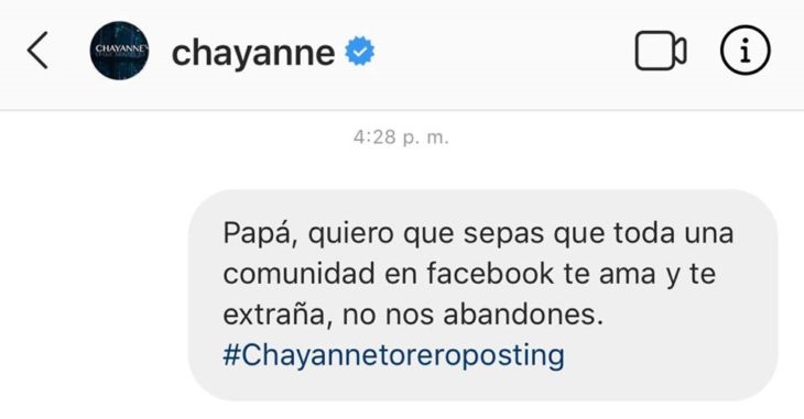 Mensaje en Twitter felicitando a Chayanne por el día del padre