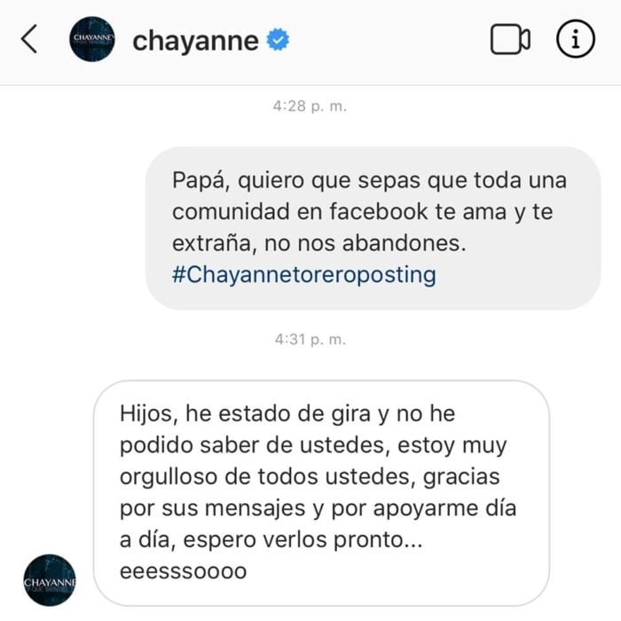 Mensaje en Twitter felicitando a Chayanne por el día del padre