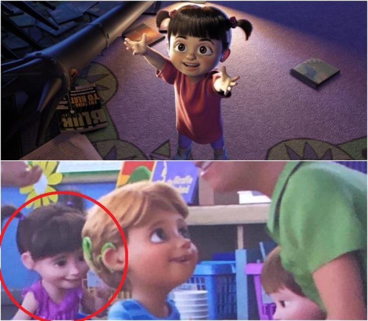 Escenas de la película Monsters Inc. Boo mirando hacia el cielo