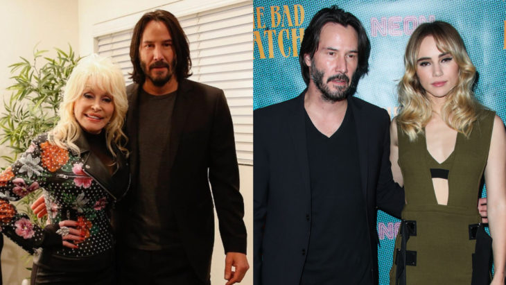 Keanu Reeves con fans, abrazándolas sin tocarlas