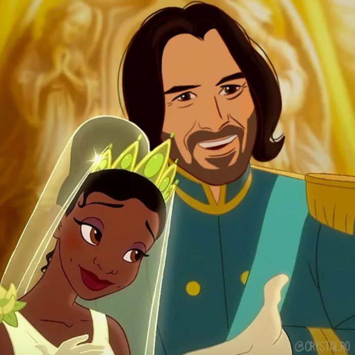 Animación de Tiana junto a Keanu Reeves como el príncipe Naven, escena película la princesa y el sapo