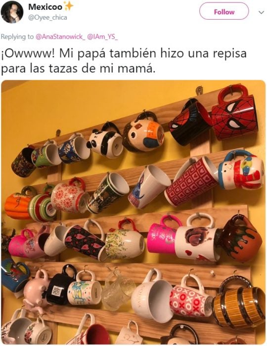 Hombre construye repisa a su novia para que exhiba su colección de tazas, y conmueve a Twitter