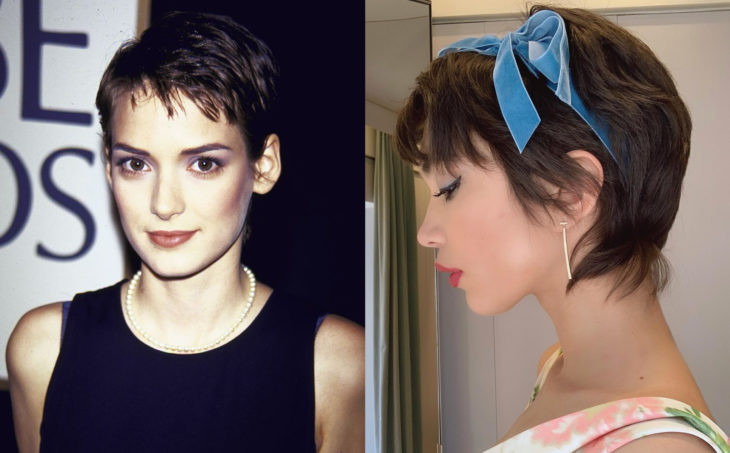 Peinados de los noventa que están de vuelta; actrices Winona Ryder y Rowan Blanchard con cortes de cabello pixie