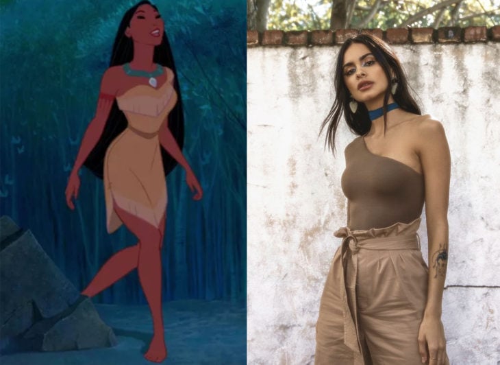 Comparación de una modelo con la princesa Pocahontas