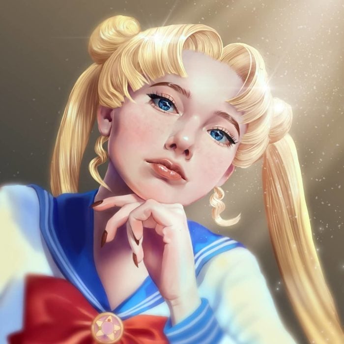 Ilustraciones digitales de Sailor Scouts hechas por Cherry Umbrella; Sailor Moon, Serena Tsukino
