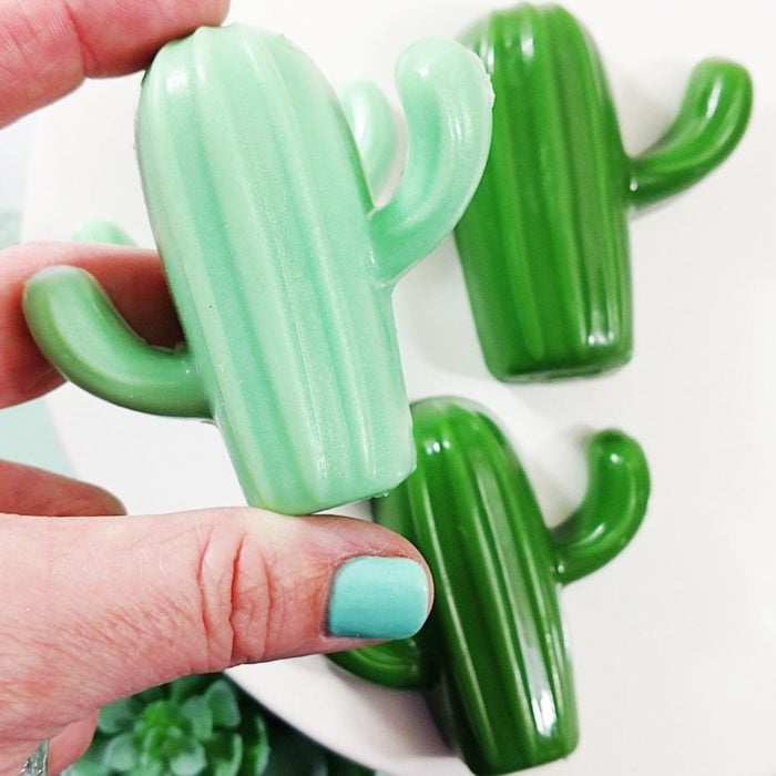 Jabón en barra para manos en forma de cactus