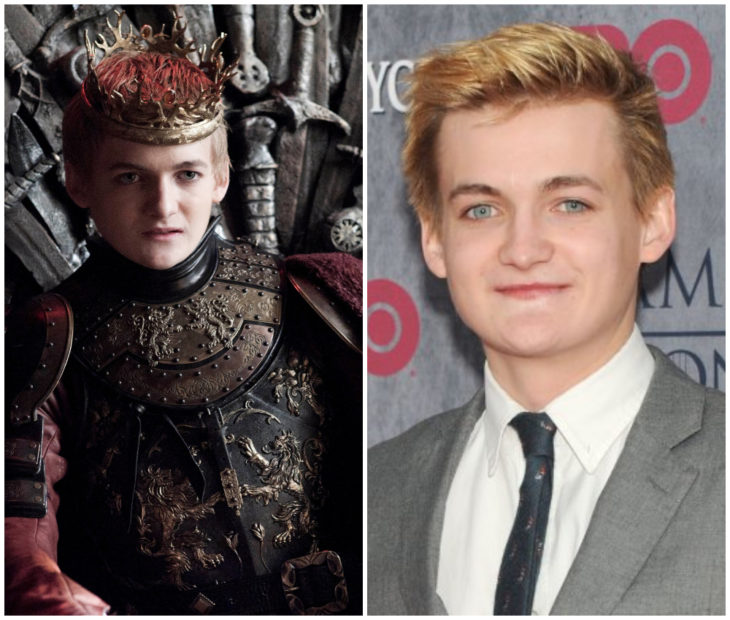 Jack Gleeson en Game of Thrones y desfilando por una alfombra roja