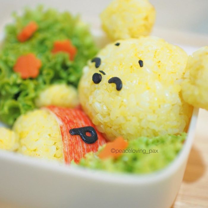 Figura de arroz creado por Pax pacífico inspirada en Winnie Pooh