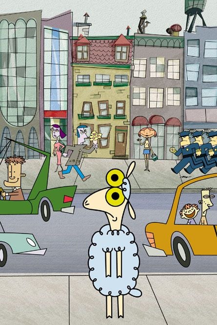 Caricatura del año 2000 sheep en la gran ciudad 