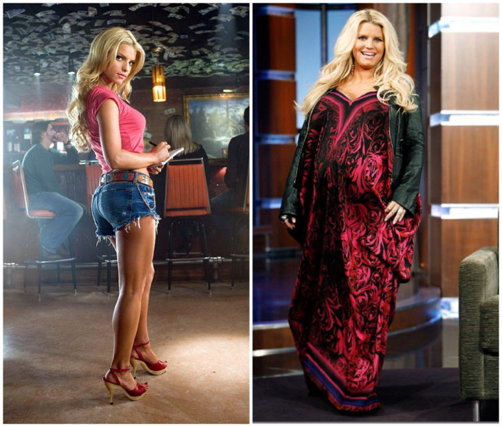 Jessica Simpson antes y después de haber aumentado de peso