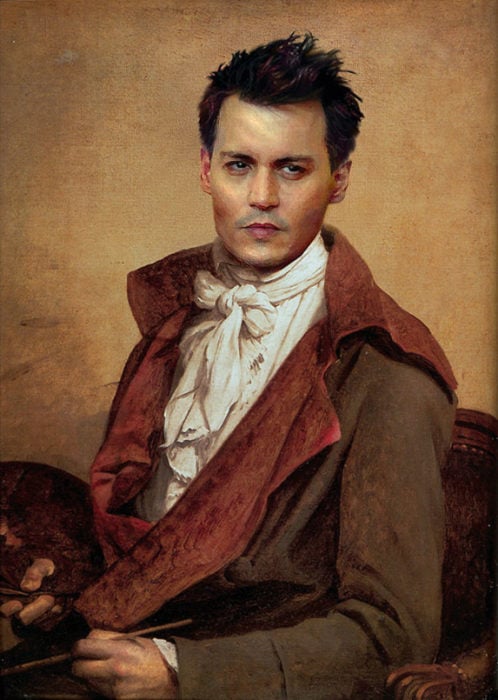 Johnny Depp pintado como si fuera jacques Louis David 