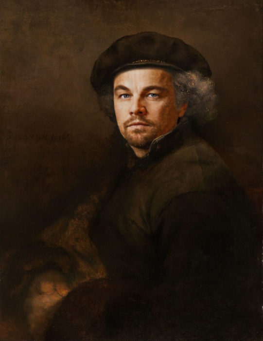 Leonardo Dicaprio pintado como uno de los autorretratos de Rembrandt de 1660