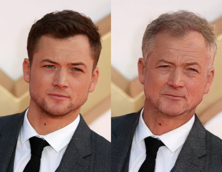 Famosos con filtro que hace viejo; Taron Egerton antes y después