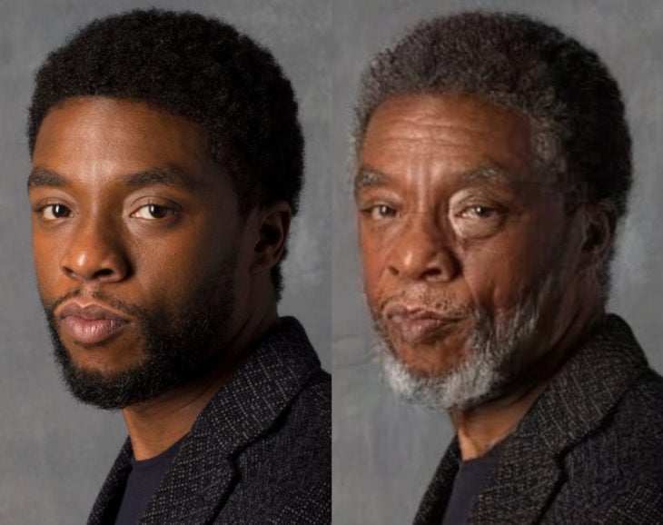 Famosos con filtro que hace viejo; Chadwick Boseman antes y después