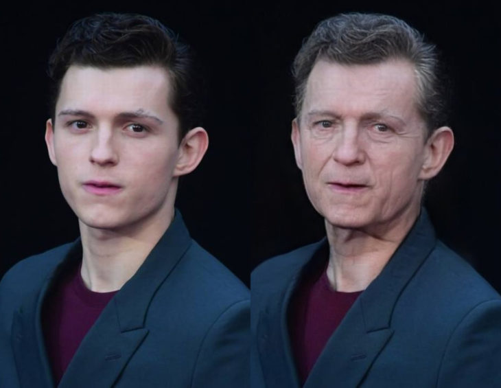 Famosos con filtro que hace viejo; Tom Holland antes y después