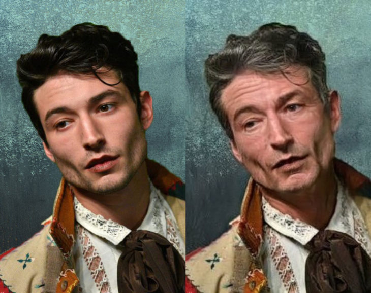 Famosos con filtro que hace viejo; Ezra Miller antes y después