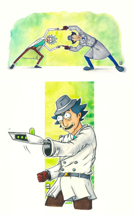 Dibujo animado ilustrado por Linda Bouderbala basado en Inspector Gadget 