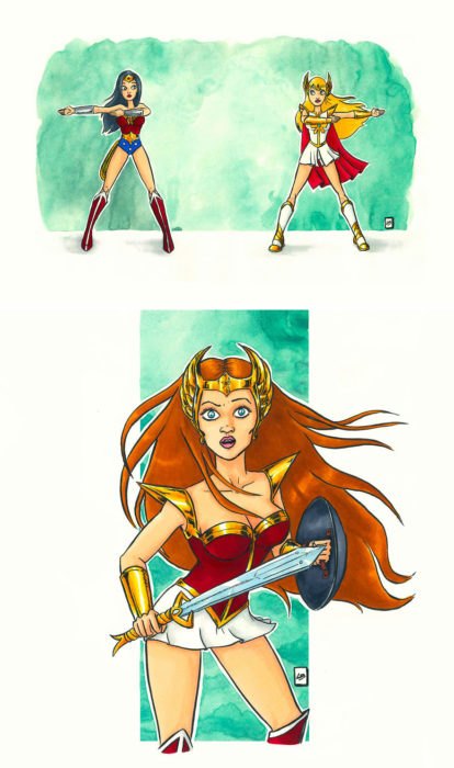 Dibujo animado ilustrado por Linda Bouderbala basado en She-Ra