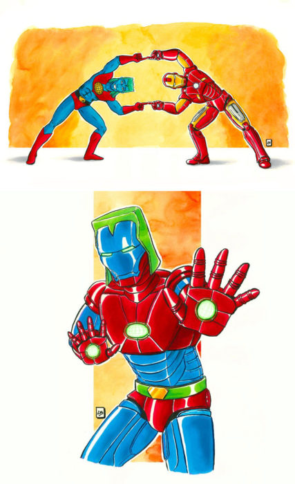 Dibujo animado ilustrado por Linda Bouderbala basado en Iron-Man