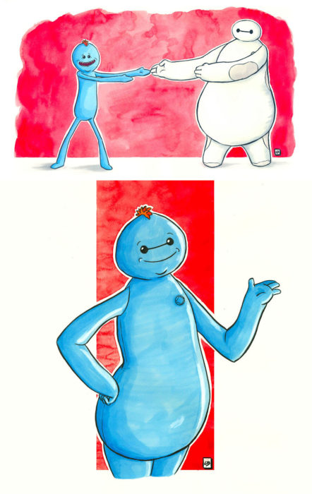 Dibujo animado ilustrado por Linda Bouderbala basado en Baymax