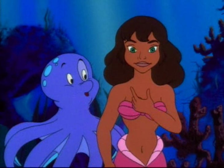 Gabriella, la sirena negra y sorda que apareció en la serie de La Sirenita de 1992 y su pulpo Ollie